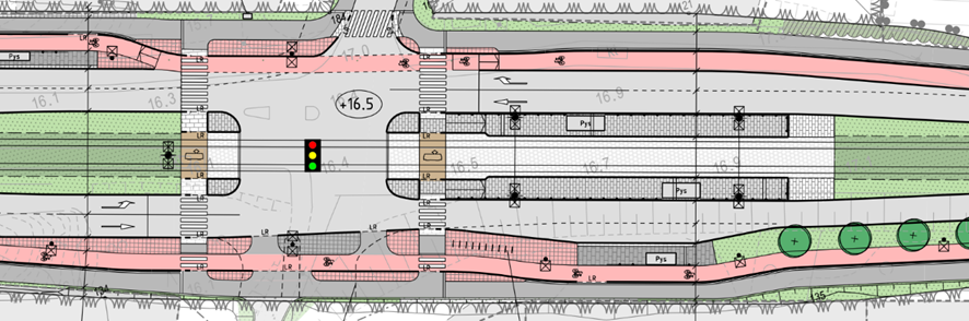 Raide-Jokerin raitiotiepysäkki Viilarintiellä: Kauppamyllyntien pysäkki ja risteysjärjestelyt