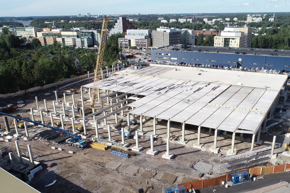 Ilmakuva Ruskeasuon varikon työmaasta syyskuussa 2022.