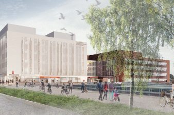 Havainnekuvassa Myllypuron terveys- ja hyvinvointikeskuksen laajennusosa.